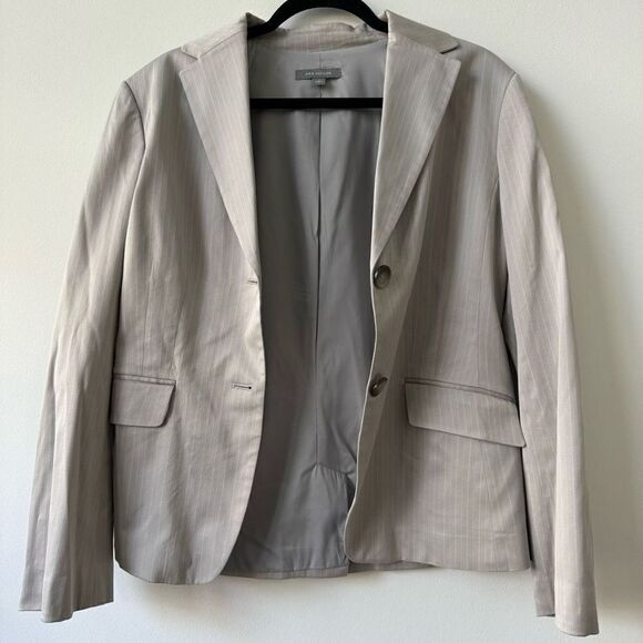 Ann Taylor Women's Two Button Notch Lapel Striped White & Gray Blazer Suit 14 - Picture 4 of 8